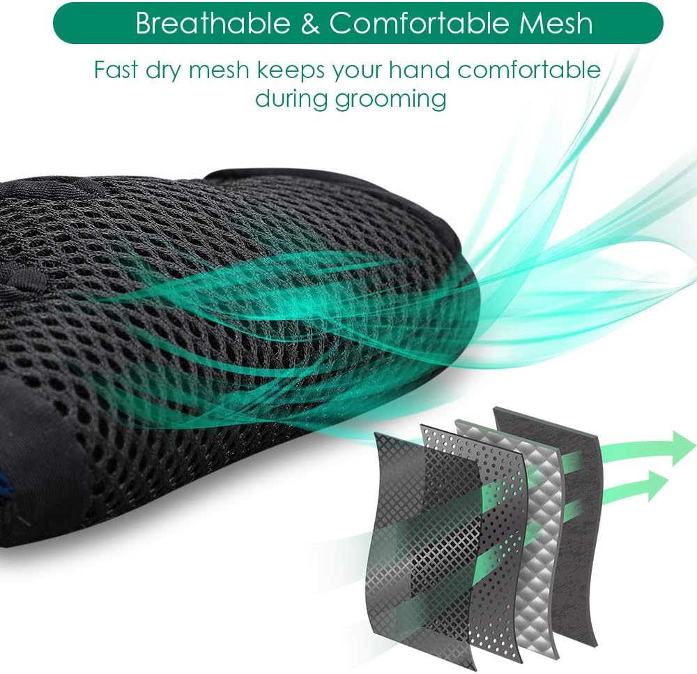 2020 New Version Pet Grooming Brush, Enhance Pet Grooming Glove with 255 Tips, Deshedding Glove for Dog and Cat, 1 Pair Left & Right Gentle De-Shedding Glove Brush