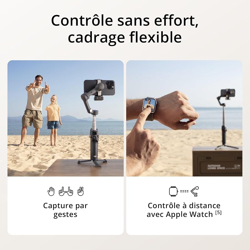 Stabilisateur nacelle DJI Osmo Mobile 7P pour iPhone, Android, Suivi natif
