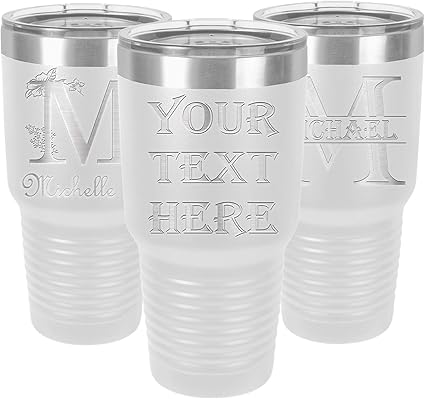 Amazon パーソナライズタンブラー 30オンス 6種類のデザイン 8色 お名前やテキスト入り 真空断熱トラベルコーヒーマグ ステンレススチール 二重壁サーモ ホットとコールドドリンク用のカスタマイズカップ 30 Oz ホワイト Iproducts Us You Will Love Our Products