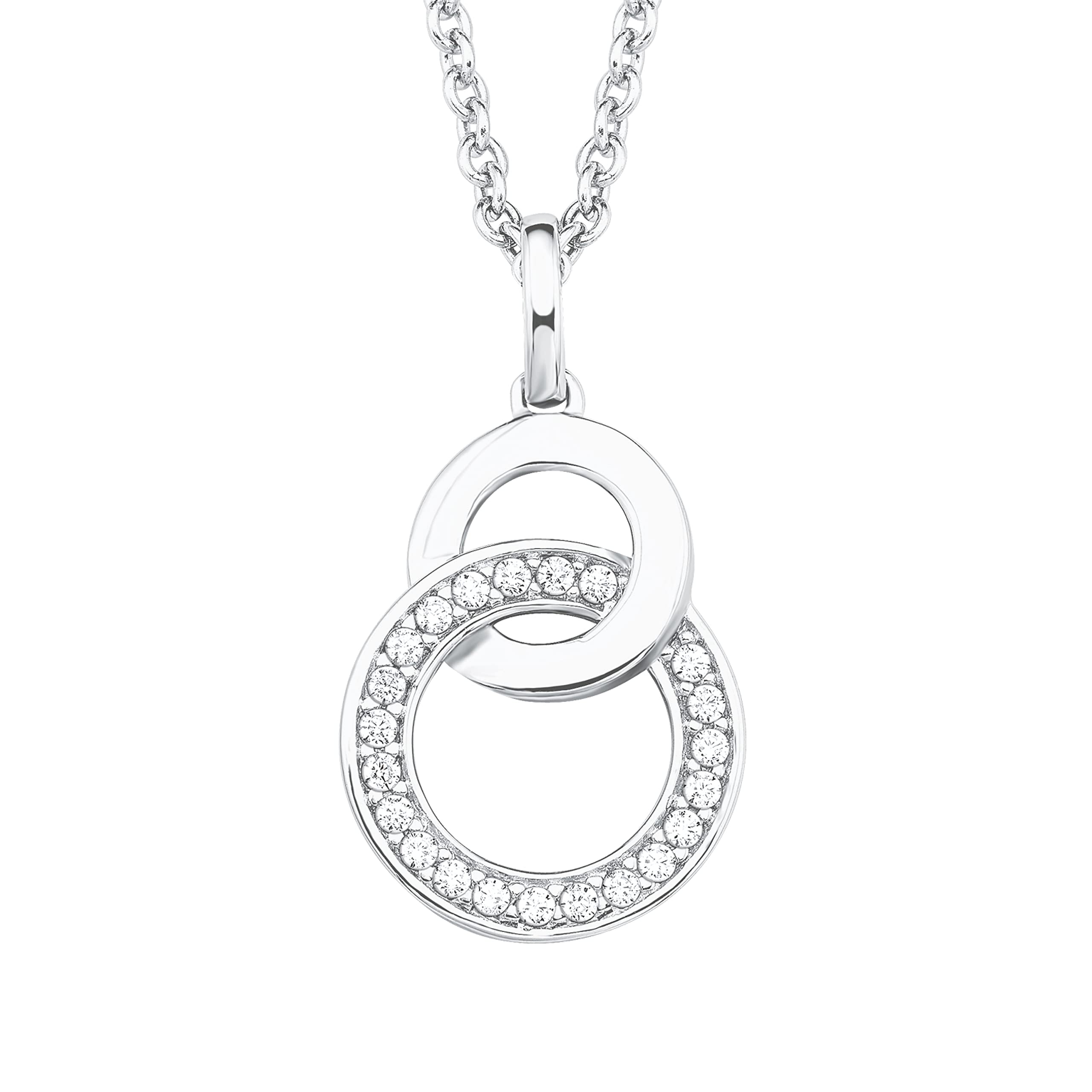 s.Oliver Chain with pendant Women Sets, with Zirconia synth., 42+3 cm, Silver, Comes in jewelry gift box, 2025992