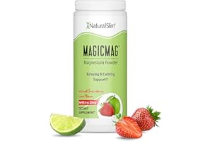 NaturalSlim MagicMag Magnesium Citrate Powder Drink for Relaxation, Stress, Constipation, Better Rest & Digestive Health, Magnesium Supplement for Women and Men, Strawberry & Lime Flavored 8oz