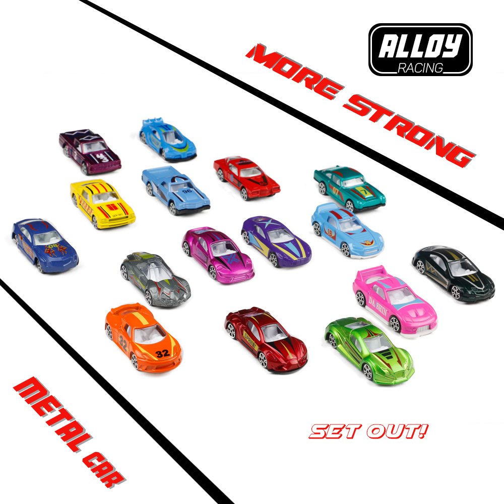 Metall Spielzeugauto Set 16PCS Modellautos 1:64 Fahrzeugmodell für Kinder Alter 3 4 5