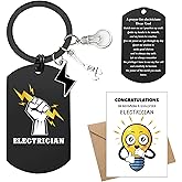 Electrician Appreciation Gifts Keychain Men - 1 Keychain Engraved with A Meaningful Electrician Prayer, 3 Pendants, 1 Greeting Card With Envelope for Him Boyfriends Husband Electrician Prayer Gift
