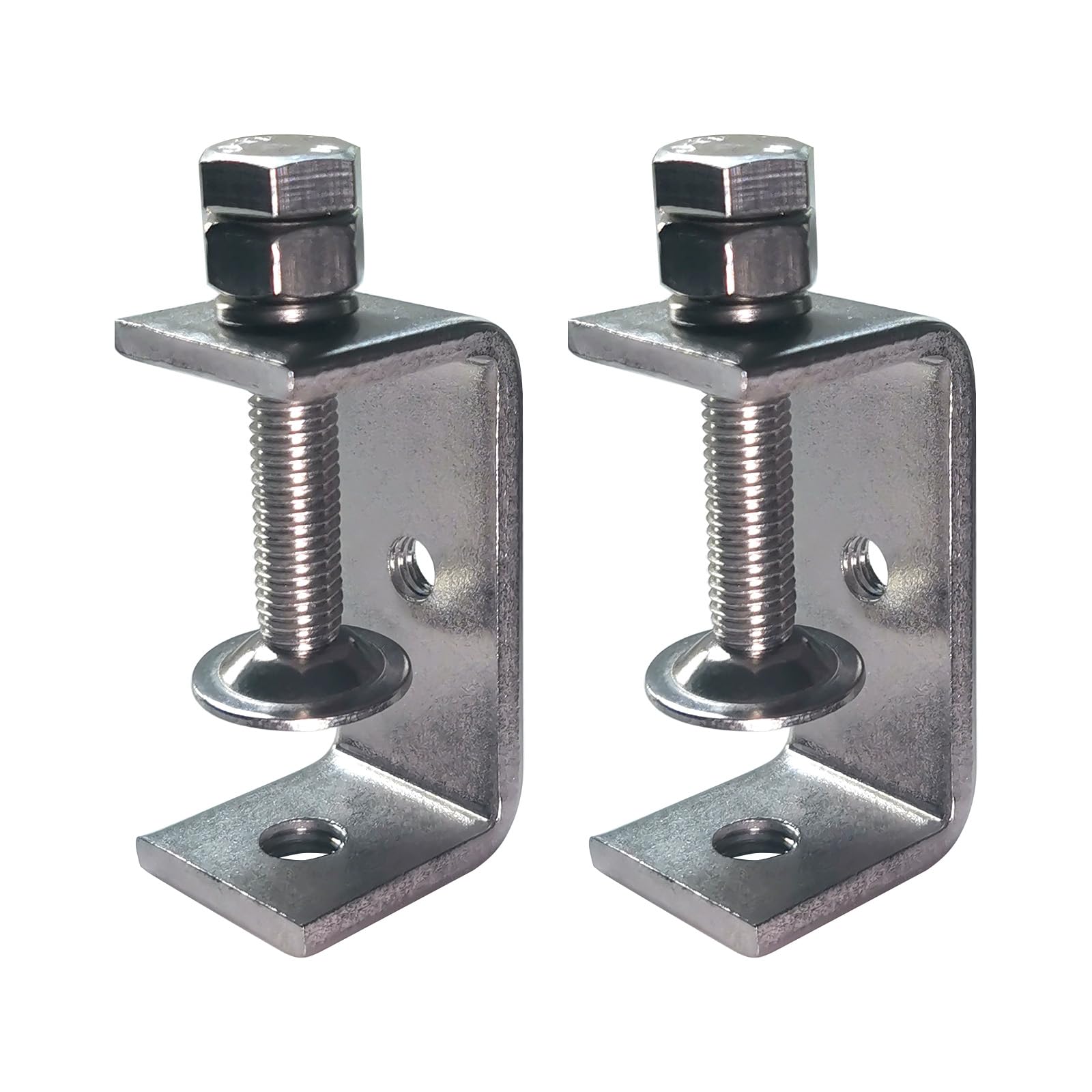 Ponezg C Clamp Stainless Steel 55 mm C Clamp Screw Clamp Set Small Clamping Screw Clamp Clamps Metal Clamp Bracket Table Clamp 20-50 mm Adjustable Jaw Openings M8 M10 C-Clamp (Pack of 2)