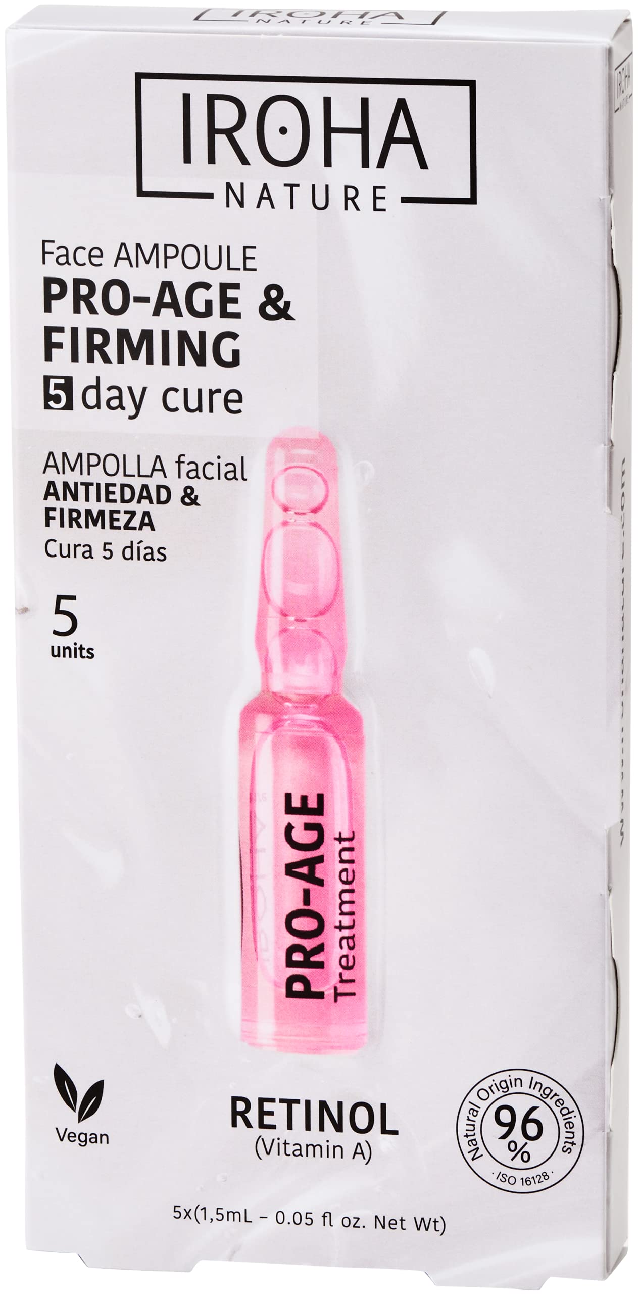 IROHA NATURE Facial ampoules Anti-aging with Retinol, daily treatment, 5 units (5 x 1.5 ml)