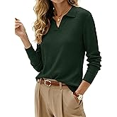 Kate Kasin 2026 Women's Wool Blend Sweaters, Long Sleeve Polo Shirts, V Neck Knitted Fall Tops