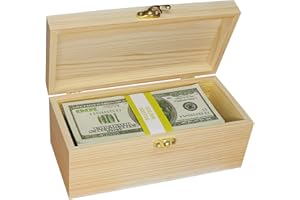 Mczxon Wooden Currency Money Cash Tray with 30 Currency Wrappers, Single Compartment Wooden Cash Money Currency Organizer Storage Change Box Case for Cash, Moneyboxes Currency Holder Cash for Money