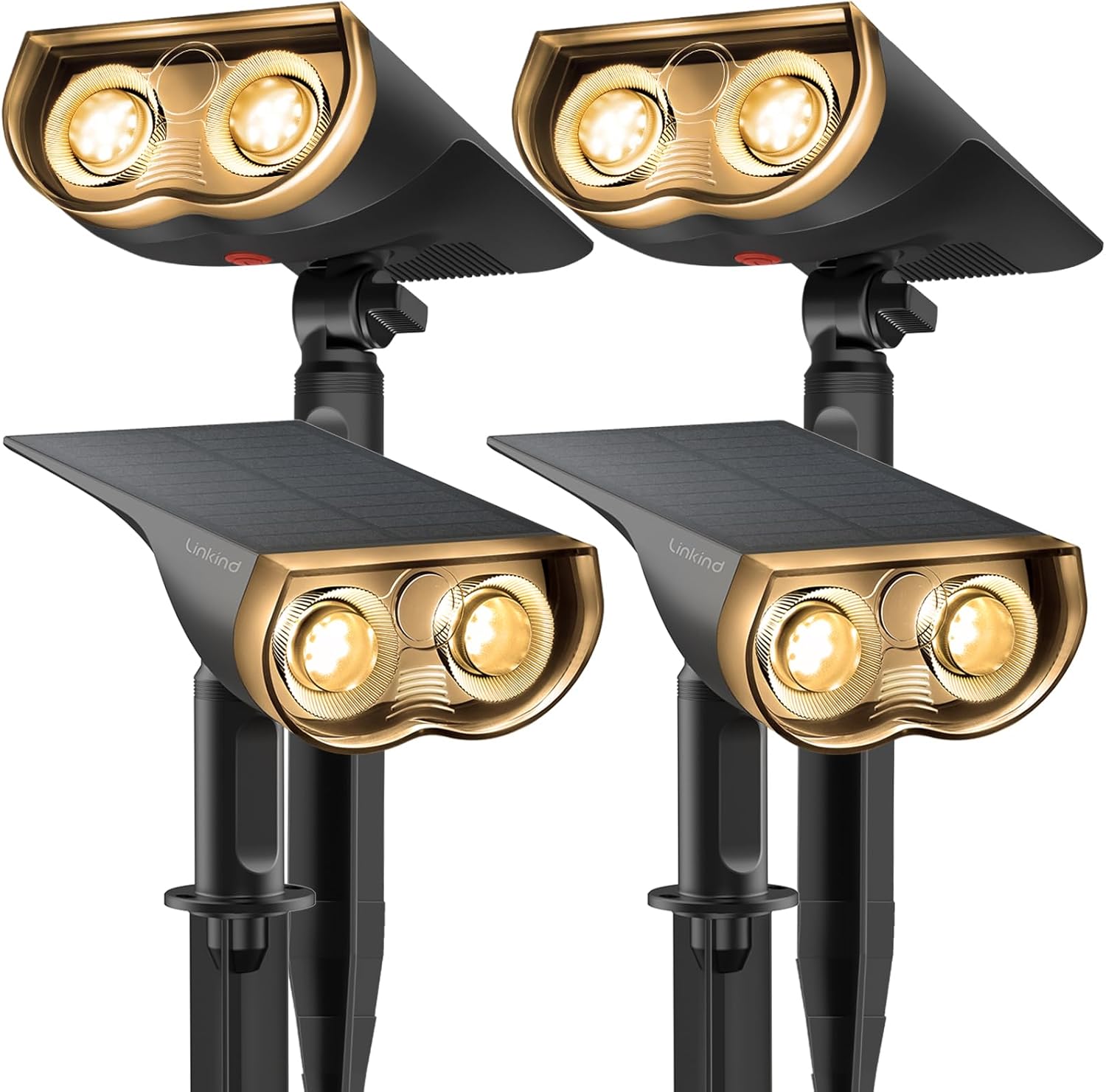 Lighting - Linkind Solar Outdoor Lights, Solar Lights Outdoor Waterproof IP67, 2-in-1 Solar Spot Lights Outdoor, Solar Lights Warm White with 22 LEDs Auto On/Off, Outdoor Lights for Yard Garden Decor, 4 Pack