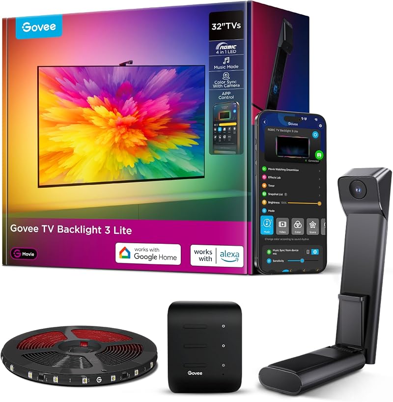Govee TV Backlight 3 Lite with Fish-Eye Correction 32 Inch RGBICW Wi-Fi