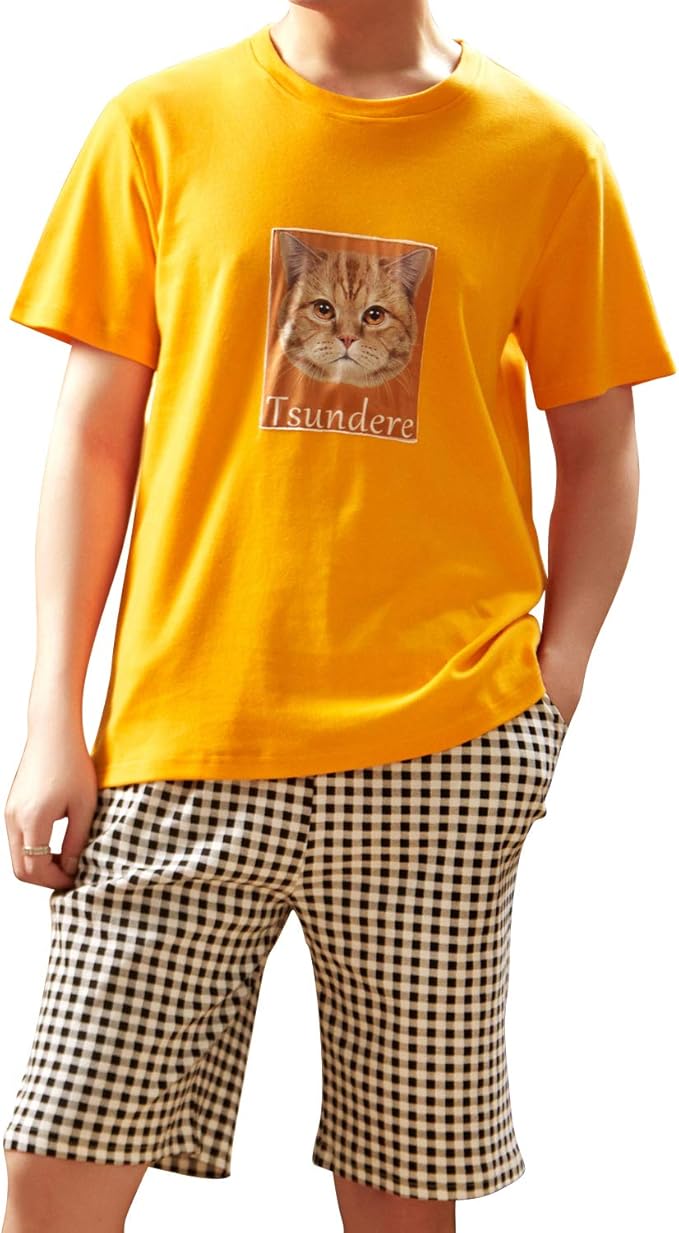 Amazon 綿100 パジャマ Ygoch メンズ 半袖 上下セット 春夏 柔らかく 紳士 シルクパジャマ 薄手 快適 ポケット付 ゆったり 軽い 半袖 短ズボン パジャマ 通販