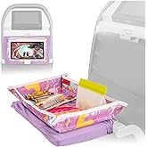 Lusso Gear Airplane Tray Table Cover - Organize Kids Travel Essentials - Snack & Toy Pockets for Airplane Toys for Toddlers 1-3 - iPad and Tablet Stand for Travel Toddler Essentials (Unicorns)