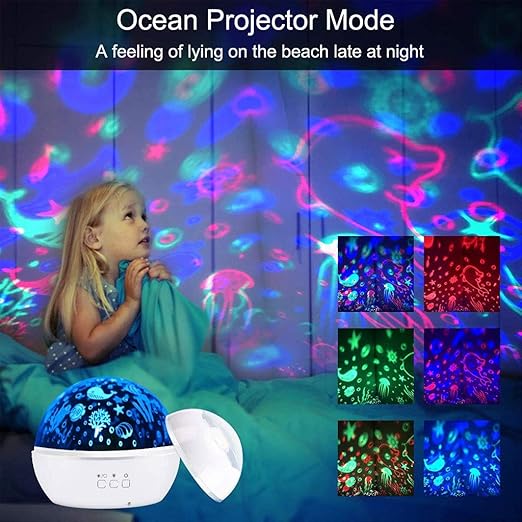 Star Lights Projector For Kids, LED 360 ° Rotating Ocean Baby ...