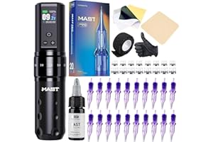 Mast Tattoo Fold2 Pro Tattoo Gun Kit Complete Tattoo Machine Kit 2000mAh Battery Supply Mcore-C1 Motor Real 7 Strokes Length