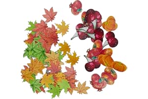 CLONYNIX 74pcs Thanksgiving Edible Fall Maple Fruit for Cake Decorating Cupcake Toppers Wedding Themed Party Birthday Cake Decoration(Tasteless)