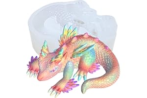 KAKIWYHHH Magical Rainbow Dragon 3D Epoxy Resin Silicone Mold for Fondant Sugar Craft, Cake Topper Decorating, Polymer Clay, Plaster