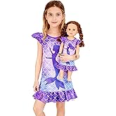 GRPSKCOS Doll and Girl Matching Nightgown Mermaid Pajamas Sleepwear Nightgown for Girls and 18" Dolls Clothes