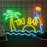WittyRhE LED Neon Tiki Bar Signs Dimmable Beach Theme Wall Decor Hawaii Pool Bar Party Gift for Boys Girls-16 x 12.2 IN-USB Powered-Acrylic