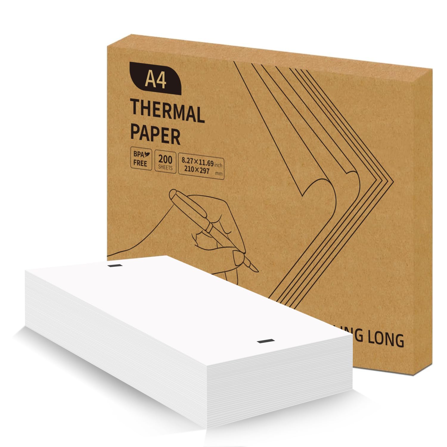 Linglong Premium Quick-Dry Thermal Paper US Letter 8.5x11, 200 Sheets Single & Continuous Printing, Compatible with MT800/MT800Q/F2S/A40 & Portable Printers ([A4]200 Sheets/Ordinary, 8.27x11.69")