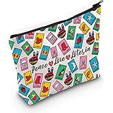 JXGZSO Funny Lottery Bag Mexican B Storage Bag Lottery Gift Peace Love Loteria Tote Canvas Pouch Lottery Themed Gifts