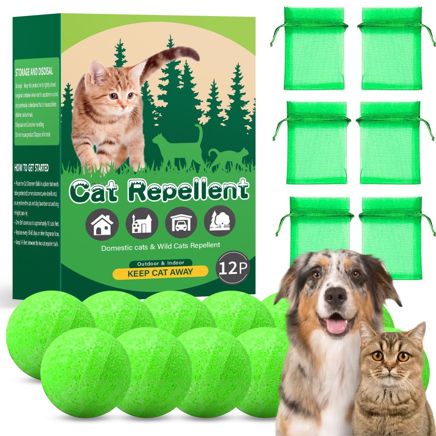 Photo 1 of Cat Repellent Outdoor,Natural Peppermint Oil Cat Deterrent Outdoor,Keep Cats Out of Yard Permanently,Lawn,Garden,Cars,Protect Your Yard and Furniture, 12 Count (Pack of 1)