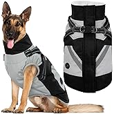 IECOii Dog Coat Winter Waterproof - Black, XLarge - Zip Up Vest, Jacket, Fleece Snow Snowsuit for Large Dogs, Beagle, Cocker Spaniel, Border Collie