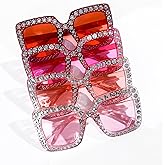 Pibupibu 4/8/16 Pack Colorful Bling Crystal Sunglasses Oversized Square Glitter Rhinestone Sunglasses for Women Party Favors