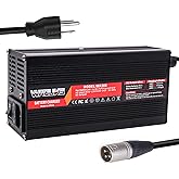 WAOUKS 58.8V 6A Charger 52V Li-ion Battery Charger Black Aluminum Case with Switch Cooling Fan DC Output 3pin XLR Connector Used for 14S 52V Lithium Battery Pack 58.8V Smart Charger