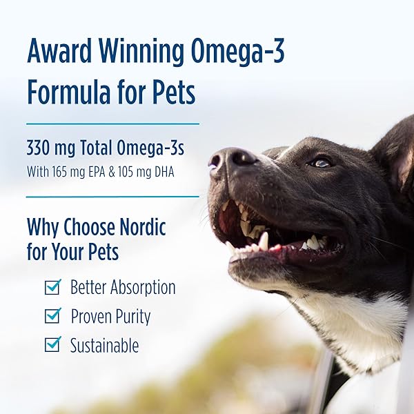 NORDIC NATURALS OMEGA-3 PET, UNFLAVORED – 90 SOFT GELS – 330 MG OMEGA-3 PER SOFT GEL – FISH OIL FOR DOGS WITH EPA & DHA – PROMOTES HEART, SKIN, COAT, & IMMUNE HEALTH