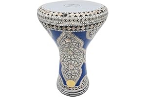 new! Gawharet El Fan Classic 17" Mother of Pearl Darbuka Drum Percussion (Blue Gate)
