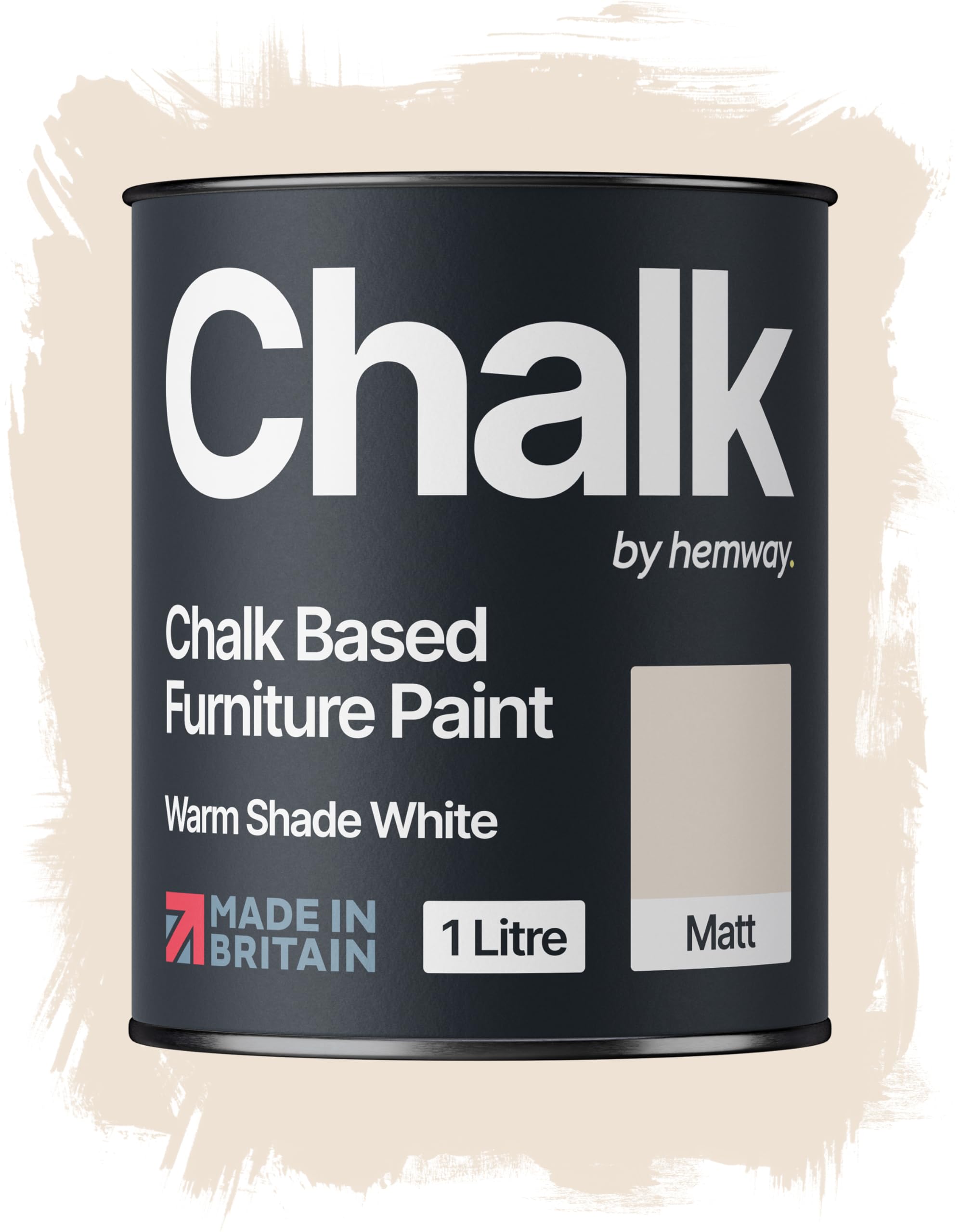 Hemway Chalk Based Furniture Paint, Warm Shade White 1L, Matt Finish Shabby Chic, Chalk Paint Furniture & Walls, Quick Dry & 1 Coat