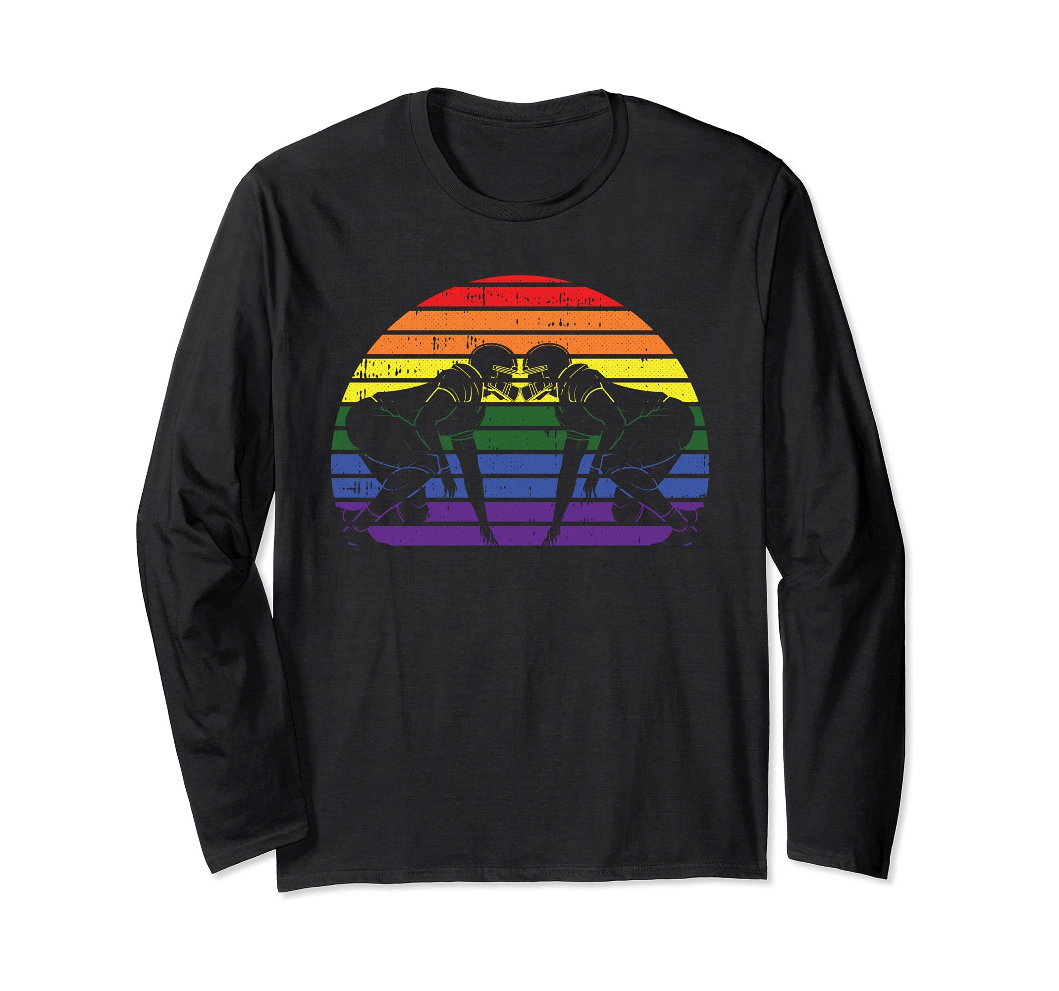 Football Player LGBT-Q Retro Gay Pride Rugby Sport Fan Ally Long Sleeve T-Shirt