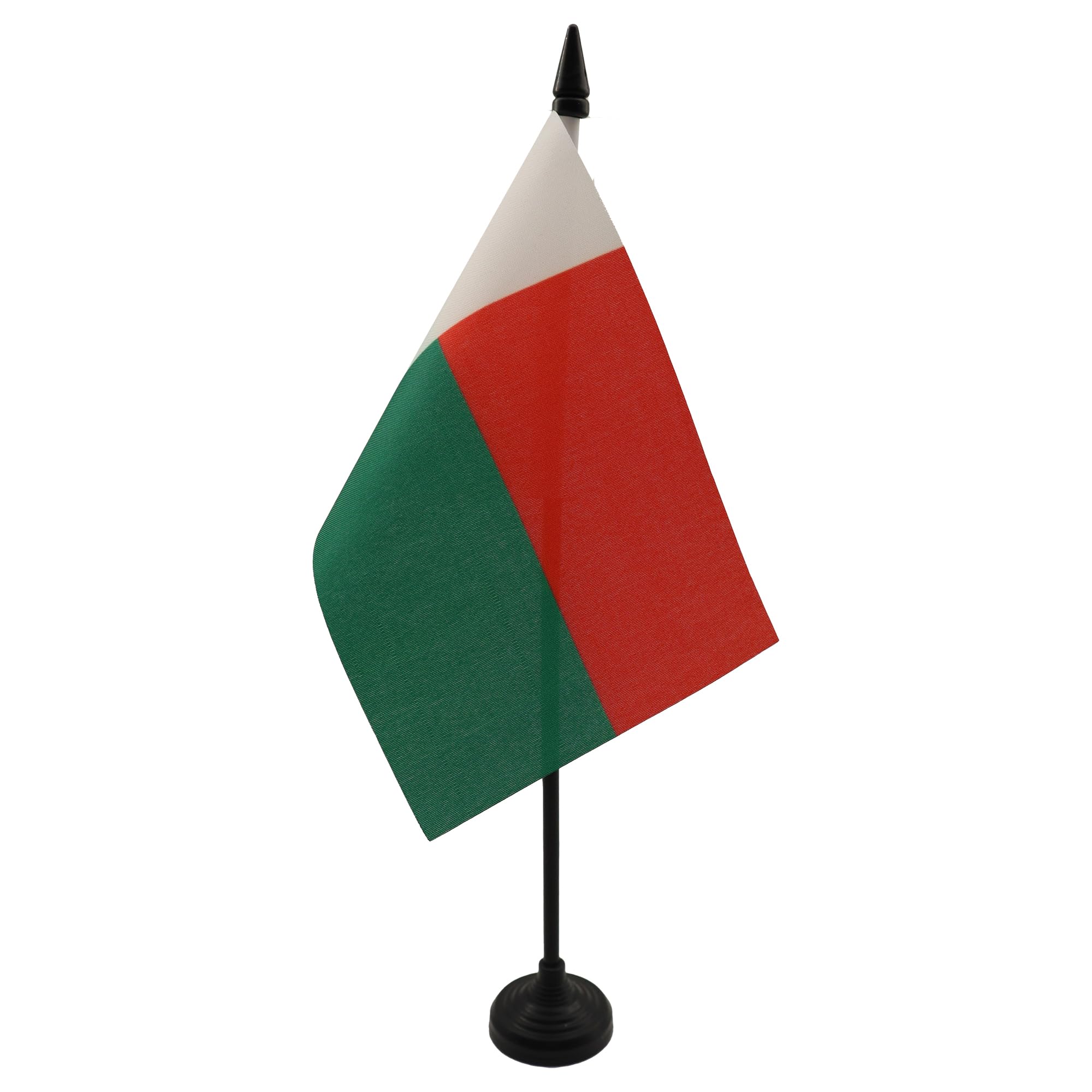 AZ FLAG - Madagascar Table Flag 4'' x 6'' - Madagascan Office Mini Banner 100% Polyester 15 x 10 cm - Mini Desk Flag with 10'' Pole and Black Plastic Base