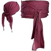 SATINIOR Halloween Pirate Costume Accessories Medieval Costume Bandana Headscarf,Sash Belt for Women and Men