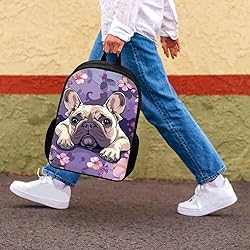 HUGS IDEA School Backpack Funny French Bulldog