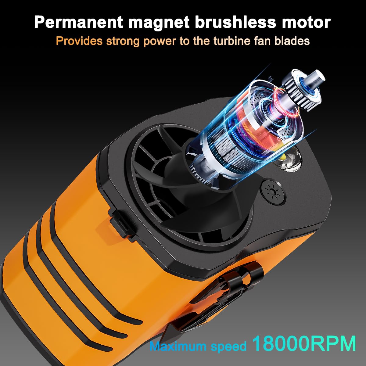 WAFTING Portable Waist Fan - High-Speed Belt Fan, 10-Speed Adjustable, 10000mAh Rechargeable, LED Display Shirt Air Conditioner for Camping, Hiking, and Outdoor Work