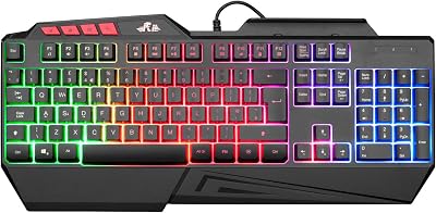 Rii RK202 Gaming Keyboard Rainbow Backlight Spill-Resistant UK Layout