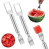 2 PCS Stainless Steel Watermelon Cutter and Fork Slicer Set 2-in-1 Fork Cutter and Fruit Slice Tool Watermelon Fork Slice Cut