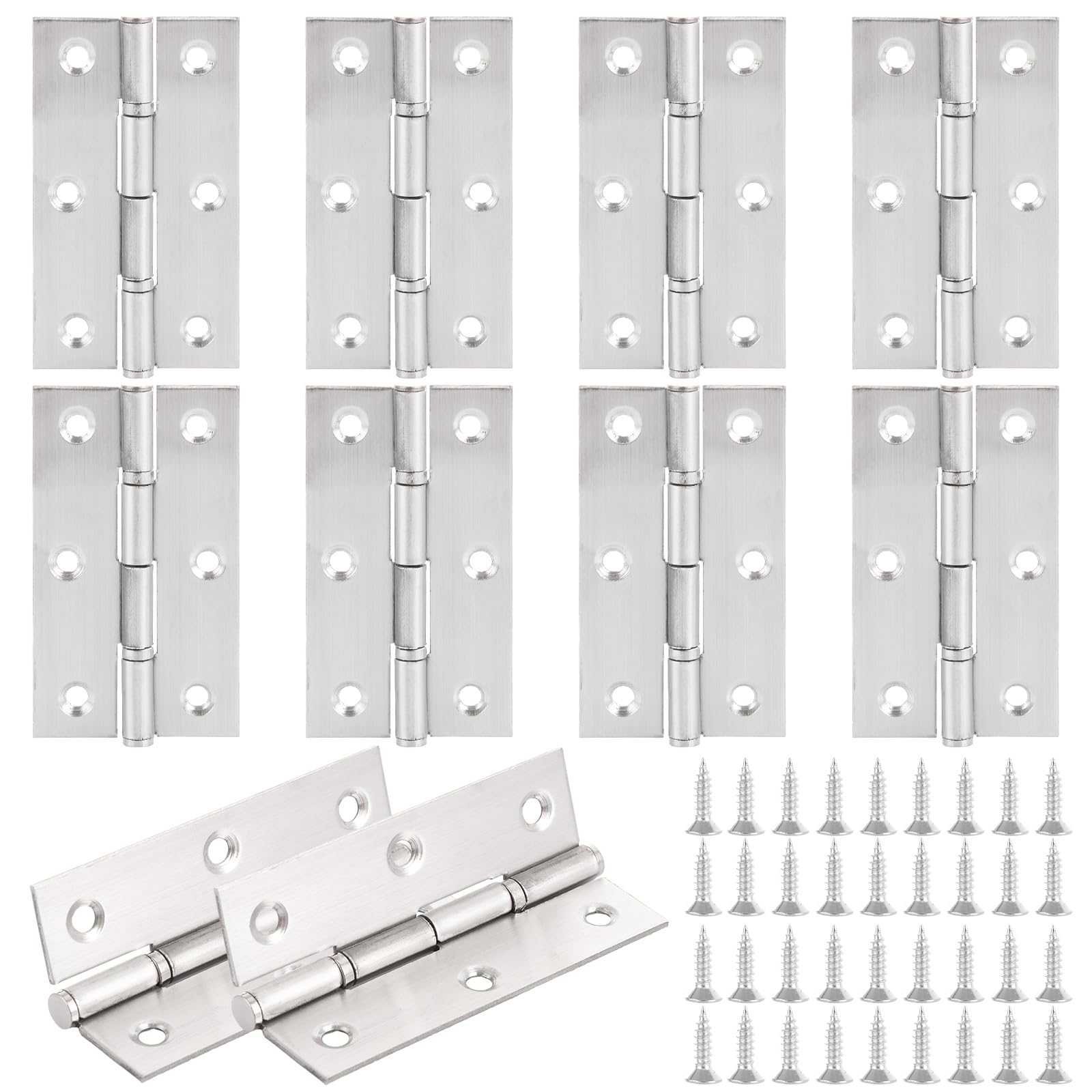 GBACHOOSE 12 Pcs Door Hinges 70mm × 40mm, 3 inch Stainless Steel Silver Hinge, Heavy Duty Internal Door Hinges for Door, Windows, Boxes, Cabinets