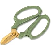 Abbott Collection Short Blade Floral Snips - Green/Gold | Stainless Steel Blades, Non-Slip Rubber Grip, 6.5"L