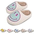 KEYUSHOP Happy Face Slippers for Kids Smile Face House Slippers Soft Plush Warm Preppy Slipper Anti-Slip Winter Fuzzy House Shoes for Toddler Girls