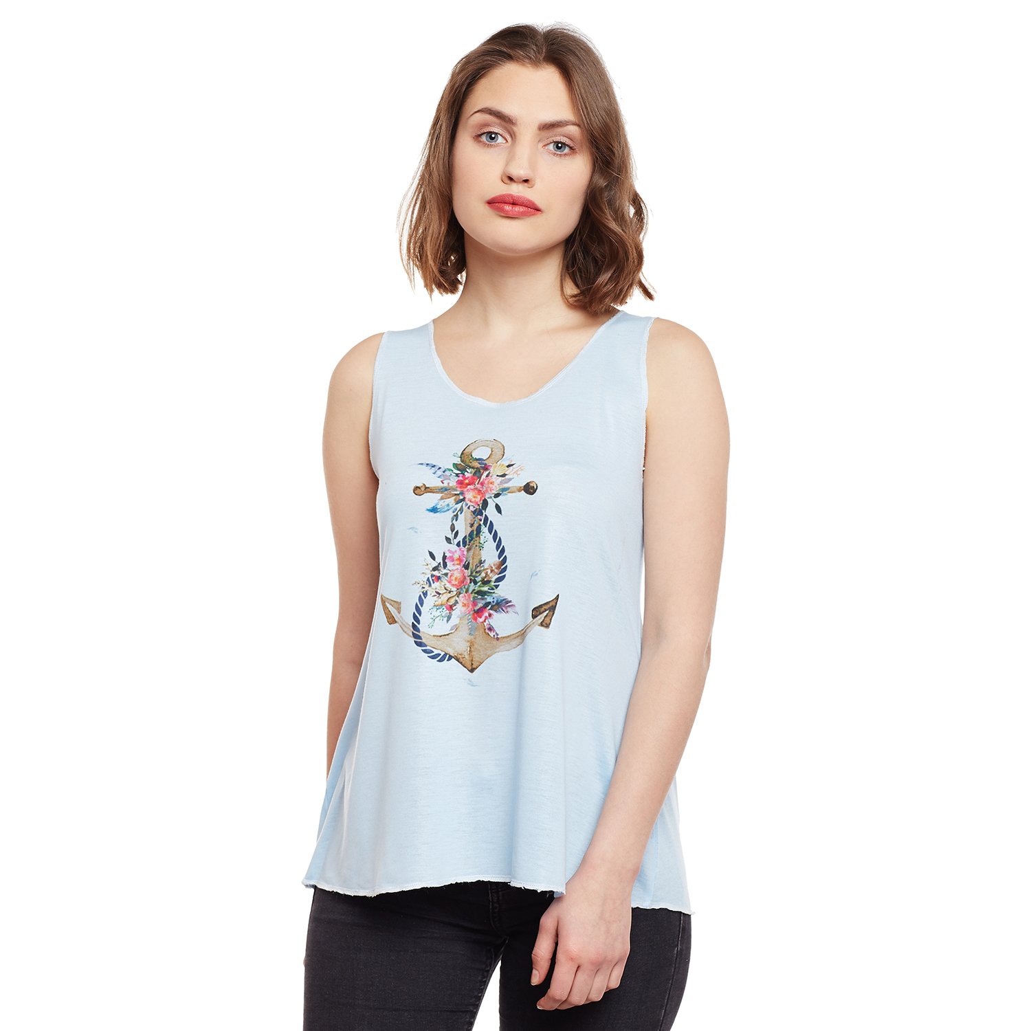 vimal pink and blue graphic printed tank tops for women(pack of 2)