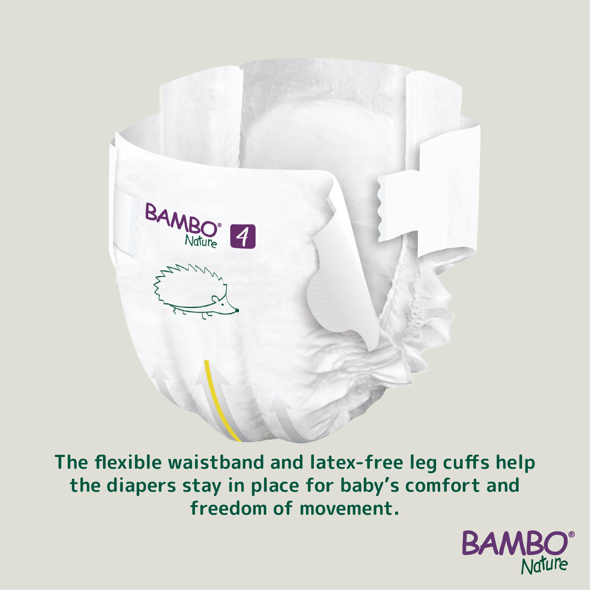 Bambo Nature Hypoallergenic Baby Diapers, Eco-Labeled Diapers, Enhanced Leakage Protection, Totally Chlorine-Free, Skin Friendly, and Super Absorbent - Size 4 (144 Count)