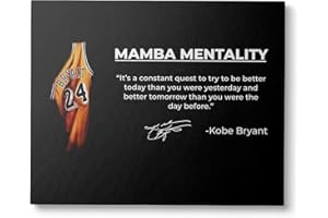 YIVIVEN Kobe Bryant Framed Canvas Wall Art 16"x20", Mamba Mentality Quotes Wall Art, Basketball Player Poster for Home,Office,Gym Decor, Kobe Poster, Motivational Mamba Canvas Artwork, Kobe Bryant Mamba Artwork (Style 1)