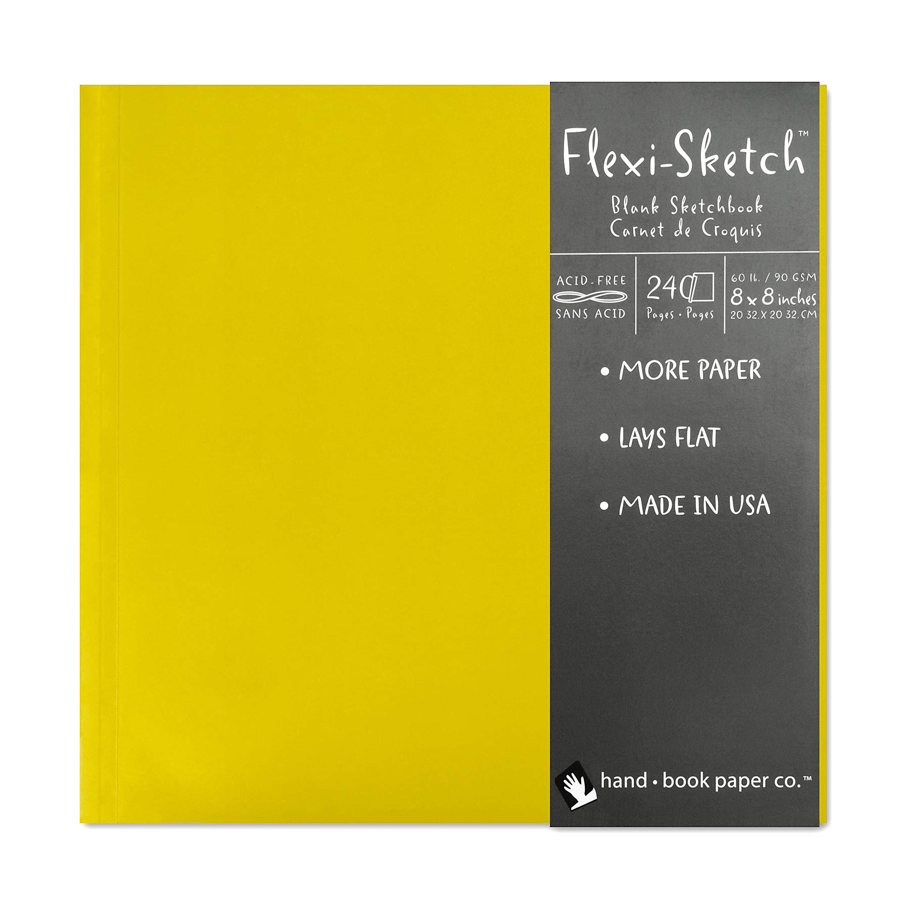 Global Art Paper Flexi-Sketch Blank Sketch Book 8-inch x 8-inch, 120 Sheets-Butternut