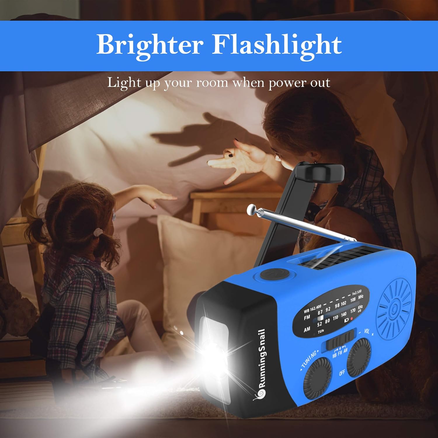 Upgraded Version RunningSnail Emergency Hand Crank Self Powered AM/FM NOAA Solar Weather Radio with LED Flashlight, Emergency Power Bank for iPhone/Smartphone (088B): Home Audio & Theater