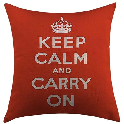 Amazon Com Mugod Pillow Cases Cushion Cover Keep Calm Red And