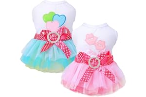KALLFIR'S CUTIE 2 Pack Dog Clothes for Small Dogs Girls Cute Princess Puppy Dresses Tutu Pet Dress Outfit Female Dog Dresses Chihuahua Yorkie (XX-Small)