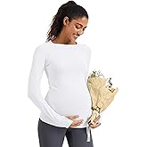MathCat Seamless Maternity Shirts Long Sleeve Maternity Tops for Women Pregnancy Shirts Athletic Workout Yoga Casual Tee