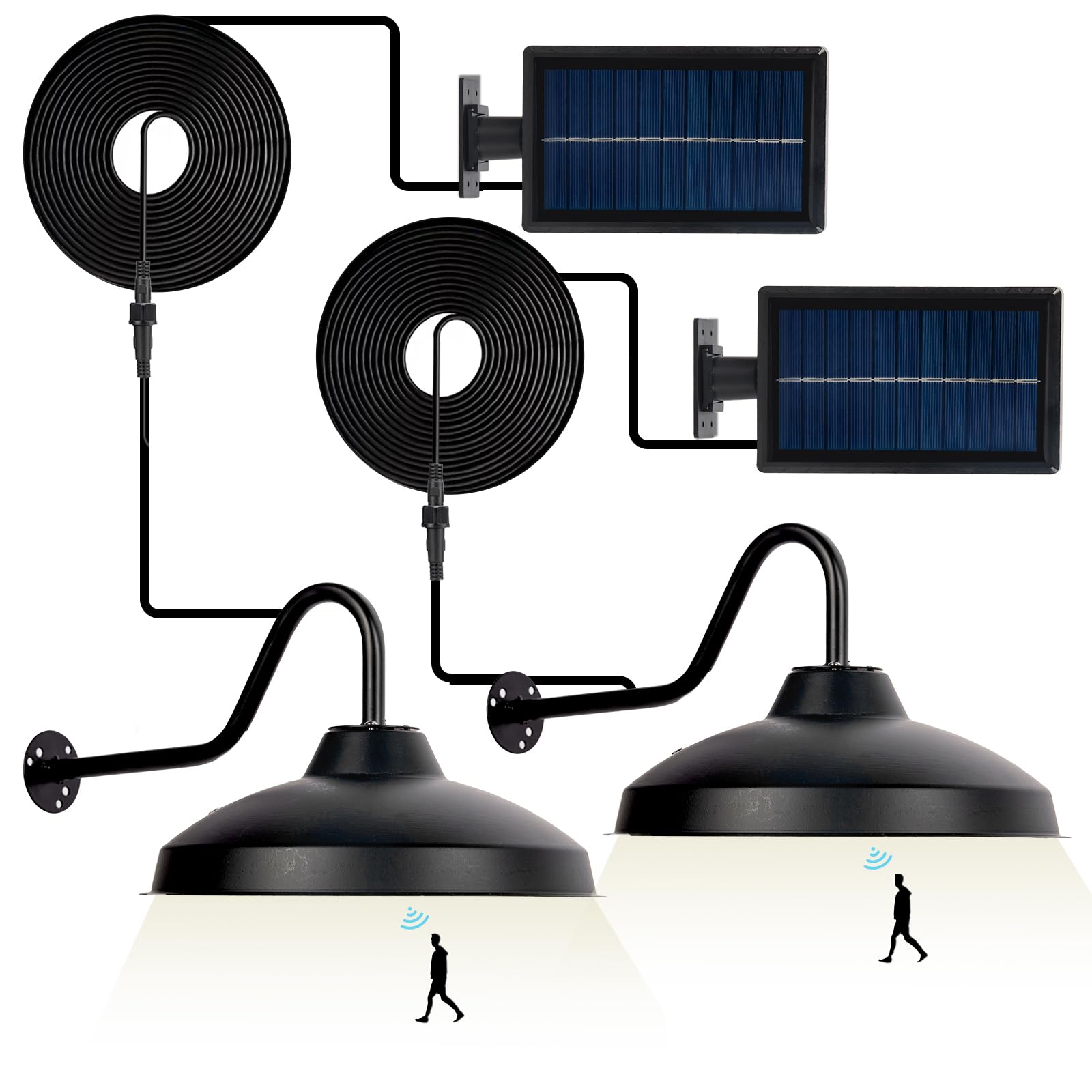 Photo 1 of pearlstar Solar Barn Light Outdoor Indoor Motion Sensor Solar Security Shed Light, Cool White Solar Flood Lights,Waterproof Dusk to Dawn Solar Barn Light for Gazebo Yard Garage Patio Camp Porch,2Pack