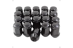 Wheel Accessories Parts 20 Pcs M12x1.5 12x1.5 Thread Bulge Acorn 35mm 1.38" Long Lug Nuts Black 3/4" 19mm Hex Fits Honda Civi